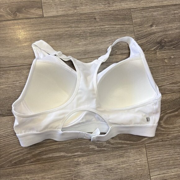 DOMYOS Size L Womens White Lined Wireless Pull On Racer Back Sports Bra - Picture 5 of 9
